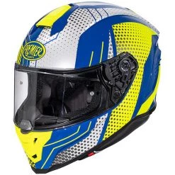 Casque De Moto Intégral En Fibre Premier HYPER BP12 Blanc Jaune Bleu