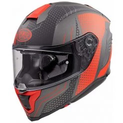 Casque De Moto Intégral En Fibre Premier HYPER BP92 BM Gris Mat Rouge