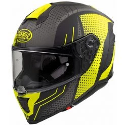 Casque De Moto Intégral En Fibre Premier HYPER BPY9 BM Gris Mat Jaune
