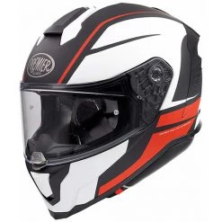 Casque De Moto Intégral En Fibre Premier HYPER DE92 BM Blanc Noir Rouge Mat