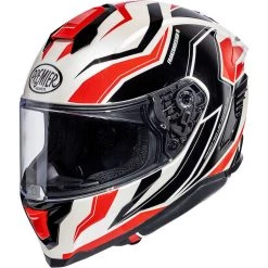 Casque De Moto Intégral En Fibre Premier HYPER RW2 Blanc Noir Rouge
