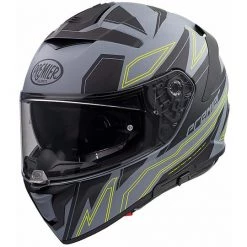 Casque De Moto Intégral En Premier DEVIL EL Y Gris BM Gris Noir Vert Fibre Mat