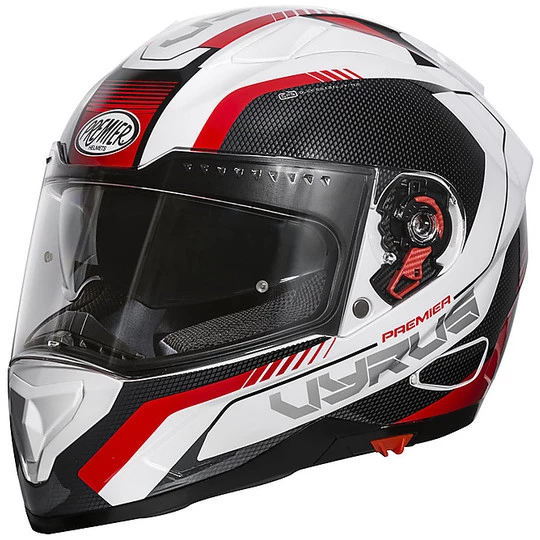 Casque De Moto Intégral Premier VYRUS MP2 Blanc Noir Rouge 3 Casque De Moto Intégral Premier VYRUS MP2 Blanc Noir Rouge
