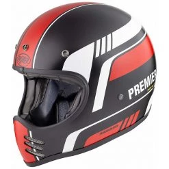 Casque De Moto Intégral Vintage Premier MX BL92 BM Noir Mat Rouge