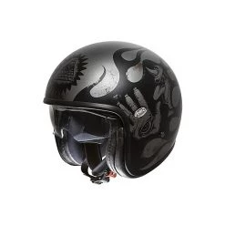 Casque De Moto Jet Vintage En Fibre Premier VINTAGE EVO BD 17 BM Argent Noir