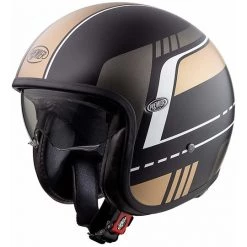 Casque De Moto Jet Vintage En Fibre Premier VINTAGE EVO BL19 BM Noir Or Mat