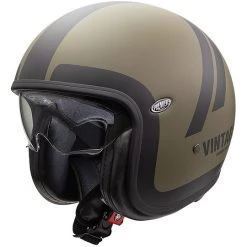 Casque De Moto Jet Vintage En Fibre Premier VINTAGE EVO DO Vert Militaire BM Matt