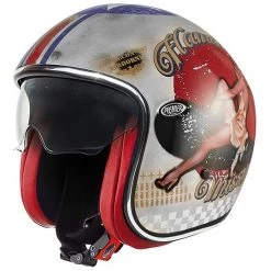 Casque De Moto Jet Vintage En Fibre Premier VINTAGE EVO Pin Up Old Style Silver