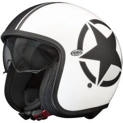 Casque De Moto Jet Vintage En Fibre Premier VINTAGE EVO Star 8 BM Blanc Noir Mat