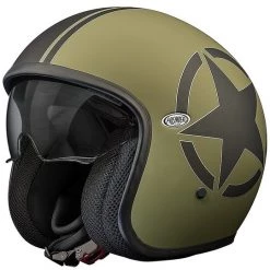 Casque De Moto Jet Vintage En Fibre Premier VINTAGE EVO Star Military Green Bm Matt Green
