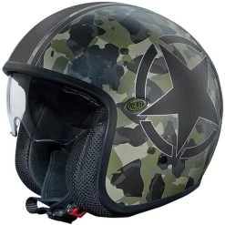 Casque De Moto JetPremier Fibre Vintage Avec Visière Intégrée Camouflage SBM édition Limitée