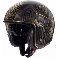 Casque De Moto Premier Vintage Jet En Carbone VINTAGE EVO Carbon NX GOLD CHROMED