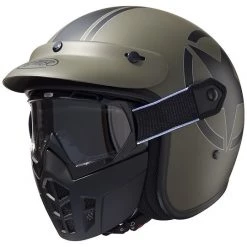 Casque De Moto Premier Vintage Jet En Masque De Fibre Star Military BM