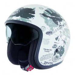 Premier Casque De Moto Vintage En Fibre De Jais Avec Visière World TR8 Blanche Intégrée