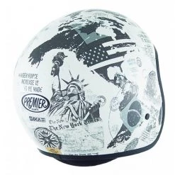 Premier Casque De Moto Vintage En Fibre De Jais Avec Visière World TR8 Blanche Intégrée -Premier Soldes 2022 casque de moto vintage en fibre de jais avec visiere world tr8 blanche integree 15158