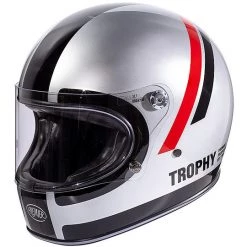 Casque De Moto Vintage Intégral 70's Premier Trophy DO Gris Chromé