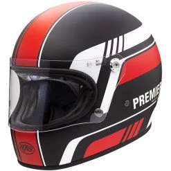 Casque De Moto Vintage Intégral Des Années 70 Premier Trophy BL92 BM Noir Rouge Blanc Mat