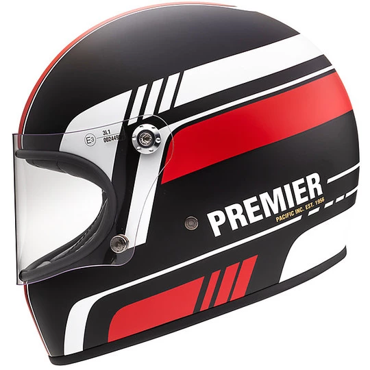 Casque De Moto Vintage Intégral Des Années 70 Premier Trophy BL92 BM Noir Rouge Blanc Mat 4 Casque De Moto Vintage Intégral Des Années 70 Premier Trophy BL92 BM Noir Rouge Blanc Mat – Image 2