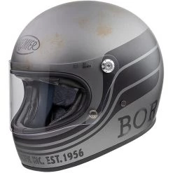 Casque De Moto Vintage Intégral Des Années 70 Premier Trophy BTR17 BM Gris Mat Noir