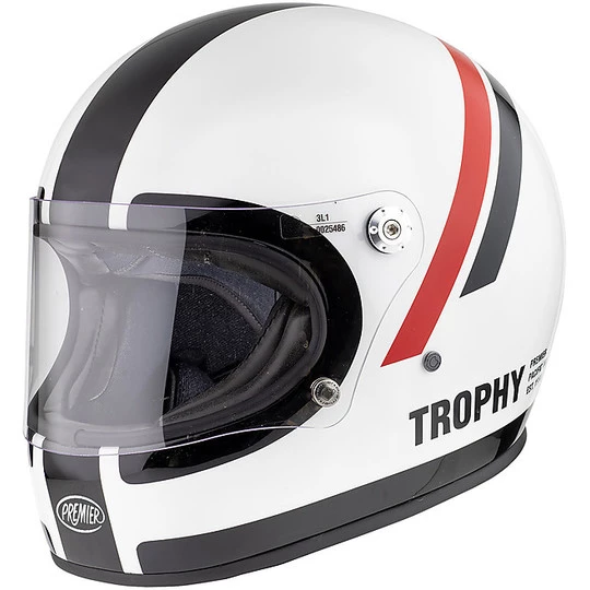 Casque De Moto Vintage Intégral Des Années 70 Premier Trophy DO8 Blanc Brillant 3 Casque De Moto Vintage Intégral Des Années 70 Premier Trophy DO8 Blanc Brillant