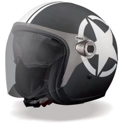 Casque Moto Jet Premier Vintage Double Visor Vangarde Star Matt Noir