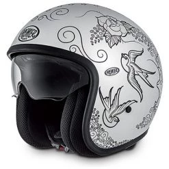 Casque Moto Vintage Jet Fibre Premier Avec Visière Intégrée SKM 8 BM Blanc