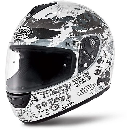 Premier Casque Intégral De Moto Modèle Monza En Fibre TR8 World White Grey 3 Premier Casque Intégral De Moto Modèle Monza En Fibre TR8 World White Grey
