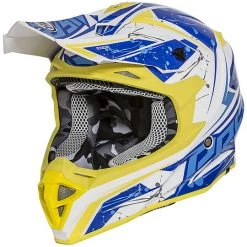 Premier Exige QX 12 Cross Enduro Casque De Moto Blanc Bleu Jaune