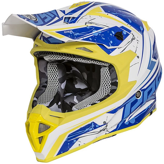 Premier Exige QX 12 Cross Enduro Casque De Moto Blanc Bleu Jaune 3 Premier Exige QX 12 Cross Enduro Casque De Moto Blanc Bleu Jaune