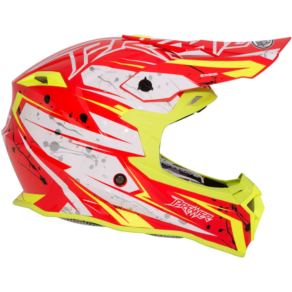 Premier Exige QX2 Cross Enduro Casque De Moto Blanc Rouge Jaune 4 Premier Exige QX2 Cross Enduro Casque De Moto Blanc Rouge Jaune – Image 2