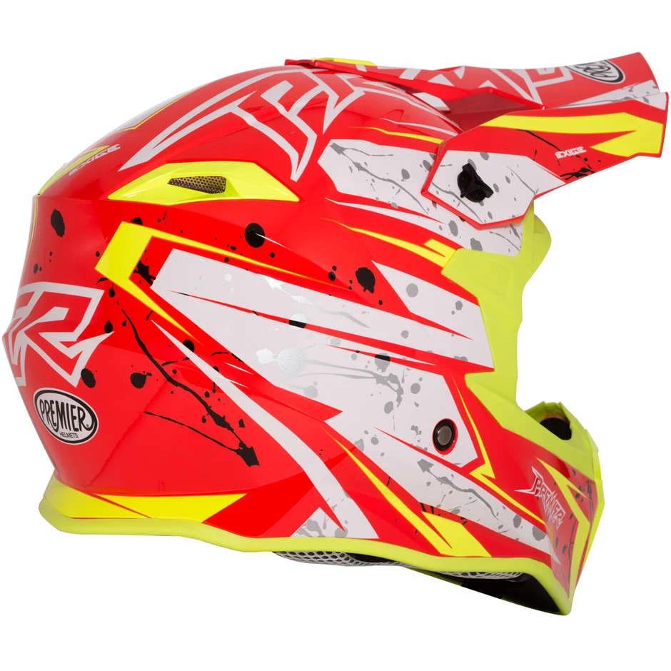 Premier Exige QX2 Cross Enduro Casque De Moto Blanc Rouge Jaune 5 Premier Exige QX2 Cross Enduro Casque De Moto Blanc Rouge Jaune – Image 3