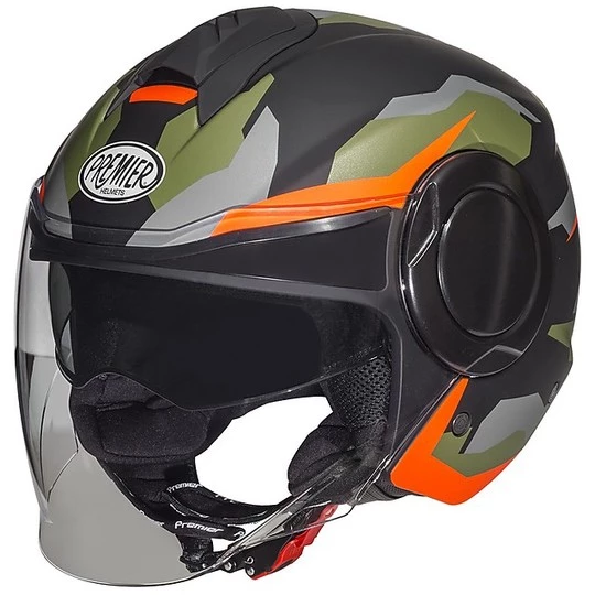 Premier Jet Casque De Moto COOL CAMOUFLAGE BM Matt Black Green Orange 3 Premier Jet Casque De Moto COOL CAMOUFLAGE BM Matt Black Green Orange