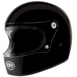 Premier Trophy Integral Motorcycle Helmet 70's Style Mono Glossy Black